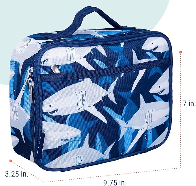 Wildkin Kids Insulated Lunch Box – Durable and Reusable for School & Travel - Sharks