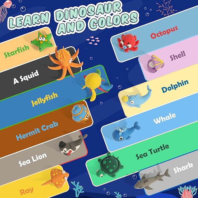 Air Dry Clay Kit - Ocean Theme, Modeling Clay for Kids, DIY Model Magic Clay with Sculpting Tools and Tutorials, 12 Boxes Molding Clay, Ultra Light, Soft & Non-Sticky, Arts and Crafts Gift for Kids