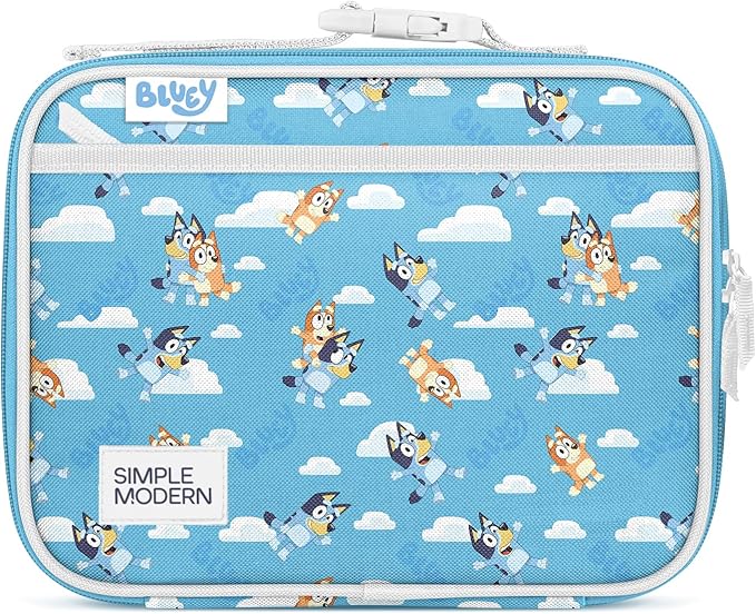 Simple Modern Bluey Kids Lunch Box for Toddler | Reusable Insulated Bag for Girls | Meal Containers for School with Exterior and Interior Pockets | Hadley Collection | Bluey Sky