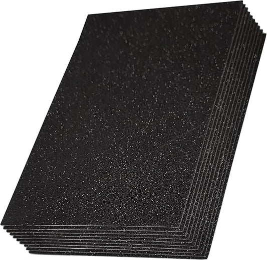 SALEMAR Black Sticky Glitter Foam Sheets for Craft, 10 Packs Thick Self-Adhesive Sparkle EVA Paper Stickers for School Projects, 30 x 20cm