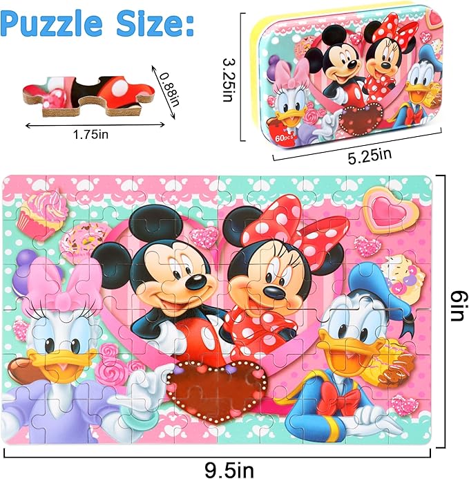 LELEMON Puzzles for Kids Ages 4-6, 60 Piece Puzzles for Kids Ages 3-5 in a Metal Box, Educational Kids Puzzles Jigsaw Puzzles for Kids Ages 4-8 Childrens Puzzle Games Puzzle Toys for Girls and Boys
