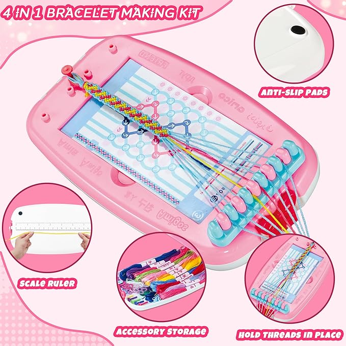 Friendship Bracelet Making Kit for Girls, Arts and Crafts for Kids Age 8-12, Christmas Birthday Gifts for Girl 7 9 11 12 Year Old, DIY Jewelry Making Kit for Girl, Friendship Bracelet Maker Tool