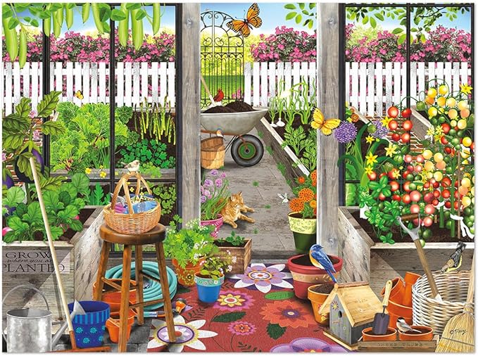 Buffalo Games - Sapphire Select - Tracy Flickenger - Garden Shed Greenhouse - 1000 Piece Jigsaw Puzzle – Challenging & Fun – Blue Core Puzzle Board – Giftable Display Box - Full Size Poster Included