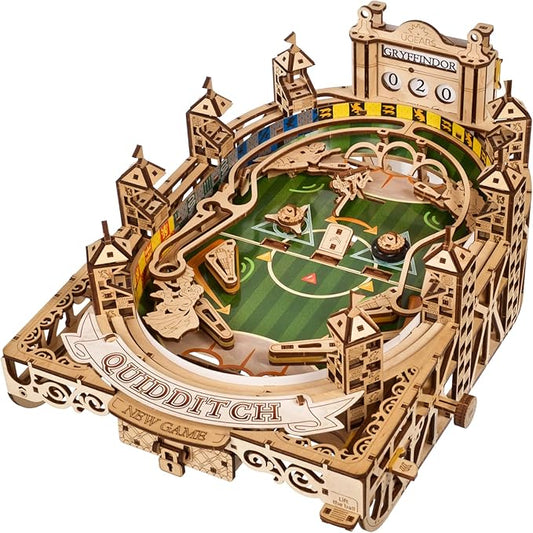 UGEARS Quidditch Pinball Machine - Harry Potter 3D Wooden Puzzles for Adults to Build Mechanical Wooden Model Kit - Working Wood Brain Teaser Pinball Game for Fathers Day - Advanced Level 402 Pcs