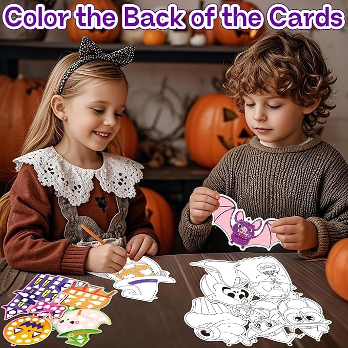 iGetooy 10 Sets DIY Mosaic Stickers for Kids, Halloween Art Craft Kit with 720+ Stickers, Travel Toys for Kids, Birthday Gifts for Girls and Boys 3-8 Year Olds