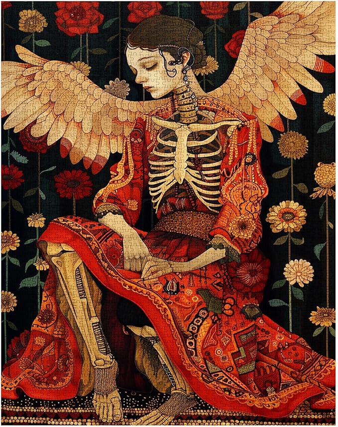 Tucocoo 1000 Pieces Jigsaw Puzzles for Adults Day of The Dead Painting Puzzle Skull Female Abstract Skeleton Art Puzzles for Challenging Family Activity Game Colorful DIY Puzzle Wall Decor Gifts