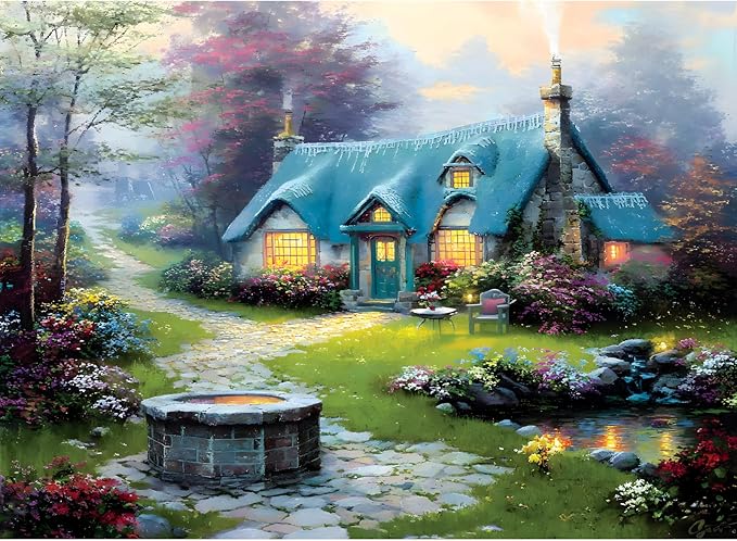 300 Piece Puzzles for Adults, Charming Cottage Jigsaw Puzzles with Flowers and Trees, Relaxing 300 Piece Puzzle, Perfect for Family Time, Wall Decor, Gift for Adults, Kids, Seniors, 20.5 x 15 in