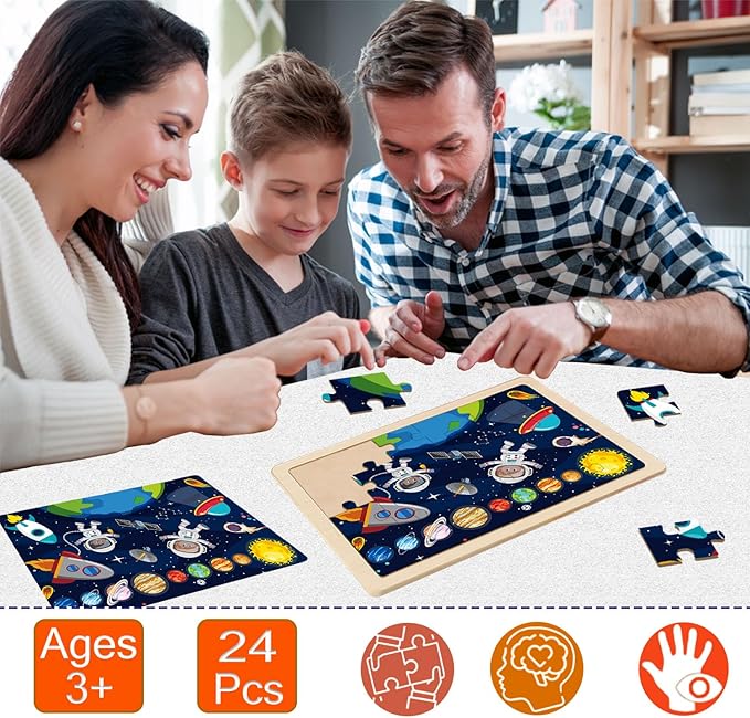 Puzzles for Kids Ages 4-6 24 Pieces Wooden Puzzles for Toddlers Ages 4 5 6 7 8 Year Olds Kids Puzzle Toys Children Jigsaw Puzzles for Boys and Girls Gifts