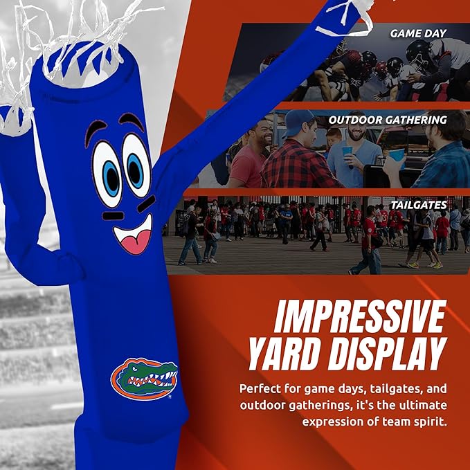 NCAA Florida Gators Football Wacky Waving Inflatable Tube Guy with LED Lights & Built-in Blower - 6" x 36" x 96" Inflatable Tube Man Crazy Sports Fan Outdoor Party Decoration