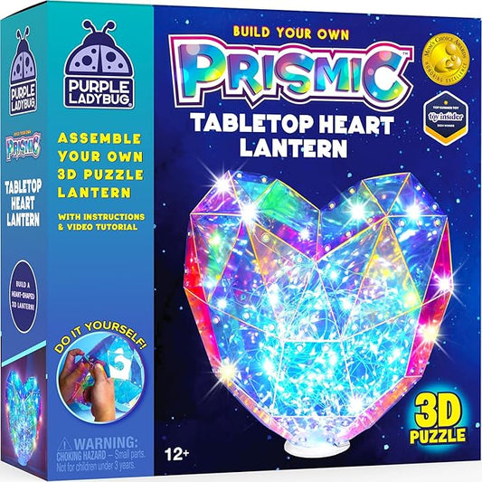PURPLE LADYBUG Prismic Make Your Own 3D Heart Table Light for Girls, DIY Room Decor Craft, Gift for Girls 8, 9, 10, 11, 12-16 Years Old, Tweens & Teens, Birthday Gifts, Kids Arts and Crafts