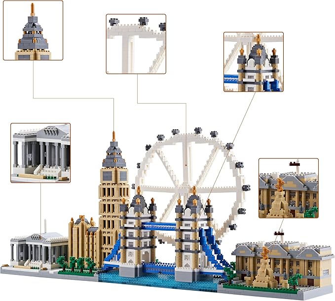 Architecture Series Mini Bricks for Adults and Teens, London Skyline Collection 3430 PCS,Micro Mini Blocks Set Model Kit,Landmark Model