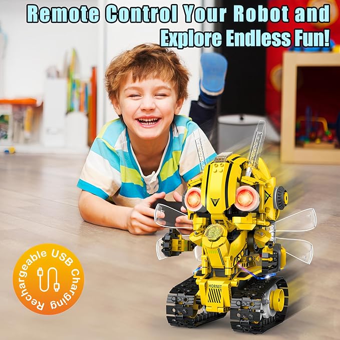 Yerloa Robot Building Kit STEM Gifts for Boy Ages 8-13 with App & Remote Control, 5 in1 Building Set Coding Robotic Toys for Kid Aged 6 7 8 9 10 11 12 Years Old Boy Girl Easter Birthday Gifts (673pcs)