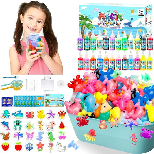 Magic Water Elf Toy Kit - Squishy Maker with 24 Molds & Glow Gels, DIY Mixies Craft Kit for Kids Ages 3+, Make Your Own Glowing Water Pets, STEM Sensory Toy Gift for Boys & Girls