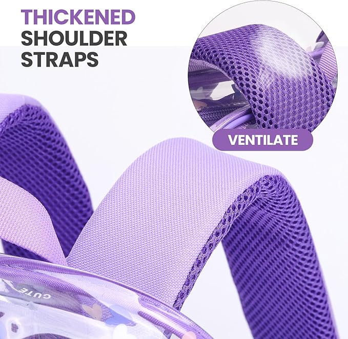 Transparent Bag - Purple Clear Backpack for School and Stadium Events, Suitable for Girls and Boys