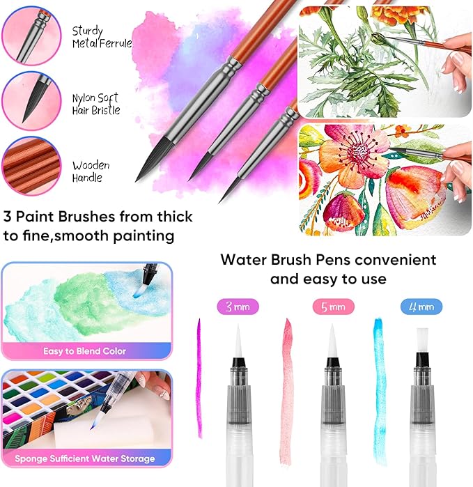 Taotree Watercolor Paint Set 100 Colors, Art Supplies Watercolors Kit Travel Water Colors with Paints Brushes, Crafts Painting Supplies, Drawing Gifts for Teens Girls Boys Kids Adults Artists