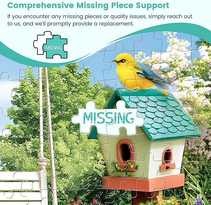 300 Piece Puzzles for Adults, Garden Swing 300 Piece Puzzle,Blooming Flower Paradise Jigsaw Puzzle, Perfect for Family Game Night, Home Wall Decor, Ideal Gift for Adults, Kids, Seniors, 20.5 x 15 in