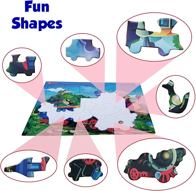Just Smarty Train Puzzle for Boys and Girls | 31 Pieces | Unique Shapes Design | Toddler Best Gift | Train Toys for Boys 4-7 | Large Pieces Puzzle