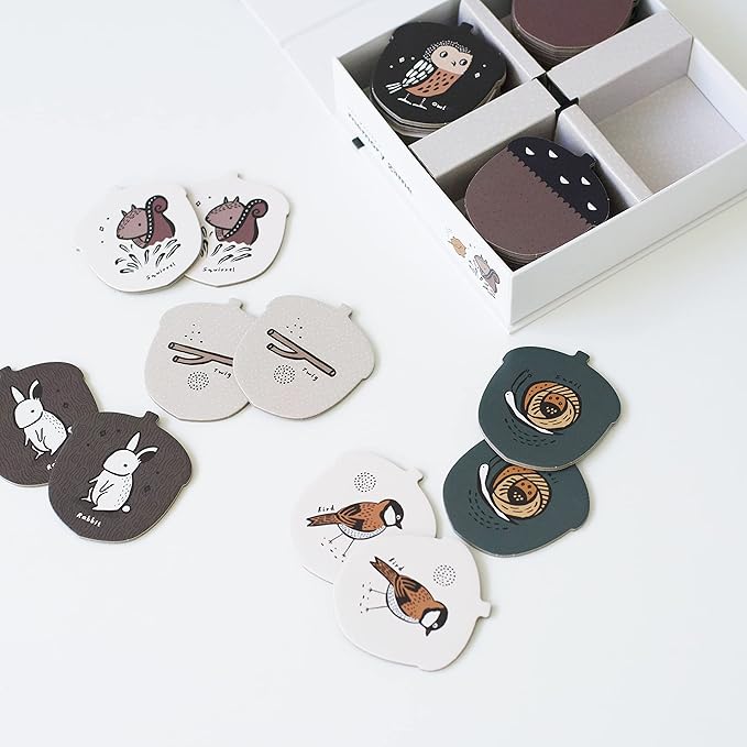 Wee Gallery Memory Game - Woodland Animals and Plants - Brain Building Matching Activity - Animal Recognition, Motor Skills, Creative Play, and Problem Solving for Children