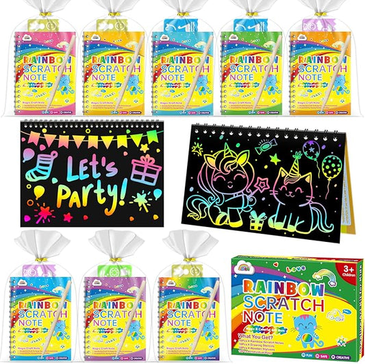ZMLM Scratch Art Party Favors: 36 Pcs Birthday Gifts Goodie Bags Stuffers Rainbow Scratch Paper Craft Notebooks for Kids 4-8 Classroom Prize Students End School Supplies Toy Girls Boys Return Gift