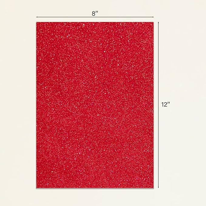 SALEMAR Red Sticky Glitter Foam Sheets for Craft, 10 Packs Thick Self-Adhesive Sparkle EVA Paper Stickers for School Projects, 30 x 20cm