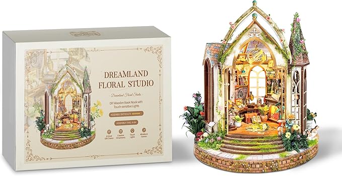 CUTEROOM Miniature House Kits for Adults, Mini Dollhouse Wooden Furniture Kit, DIY Craft Kits Creative Room Tiny House for Decoration-Dream Flower Shop