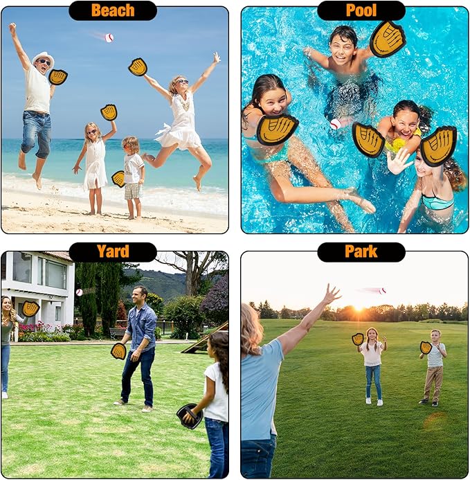 Toss and Catch Outdoor Game for Summer Pool Beach Yard Lawn Camping Outside Toys for Kids Ages 4 5 6 7 8 9 10 11 12 Gifts for Boys Girls 4 Paddles 4 Balls