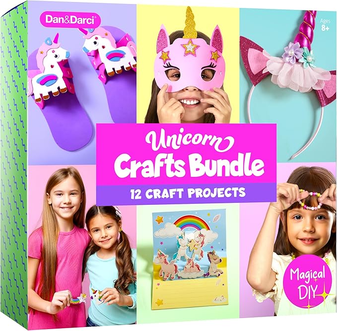 Unicorn Craft Kit for Girls - 12 Projects - Gifts for 5 Year Old Girl - Arts and Crafts for Kids 4-8 - Toys for Ages 5-7 - 4 5 6 7 8 Year Old Girl Birthday Gift - Unicorn Toys for Girls Age 4-6