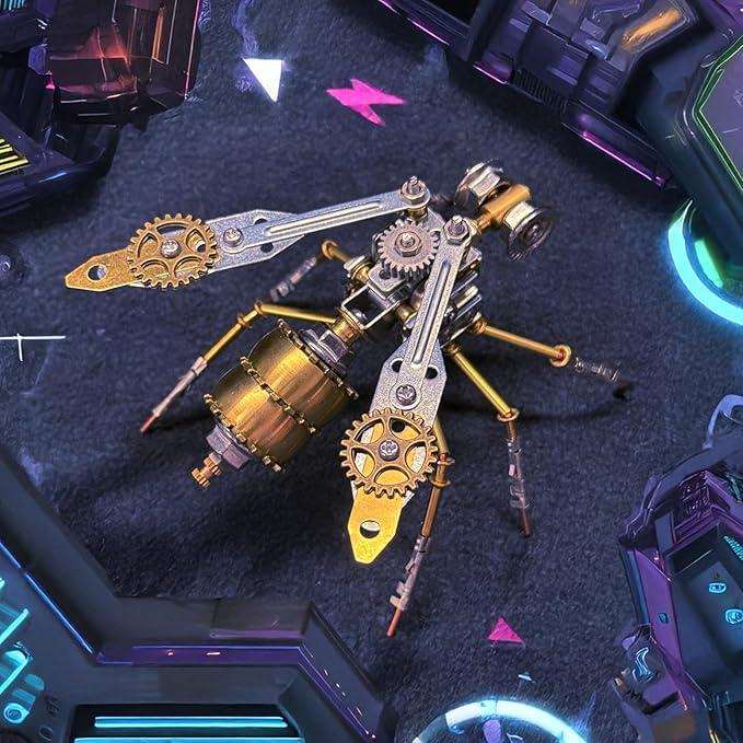 Steampunk Metal Insect Bug Mechanical Steampunk Sculpture Steampunk Mechanical Insect Clockwork 3D Steampunk Metal Puzzle Kits for Adults (Mechanical Wasp A)