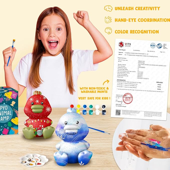 Goodyking Paint Your Own Duck Lamp Kit, DIY Duck Night Light, Arts & Crafts for Kids Ages 8-12, Painting Kit for Kids, Art Supplies Birthday Party Holiday Gift for Teens Girls Boys Age 3 4 5 6 7 8+