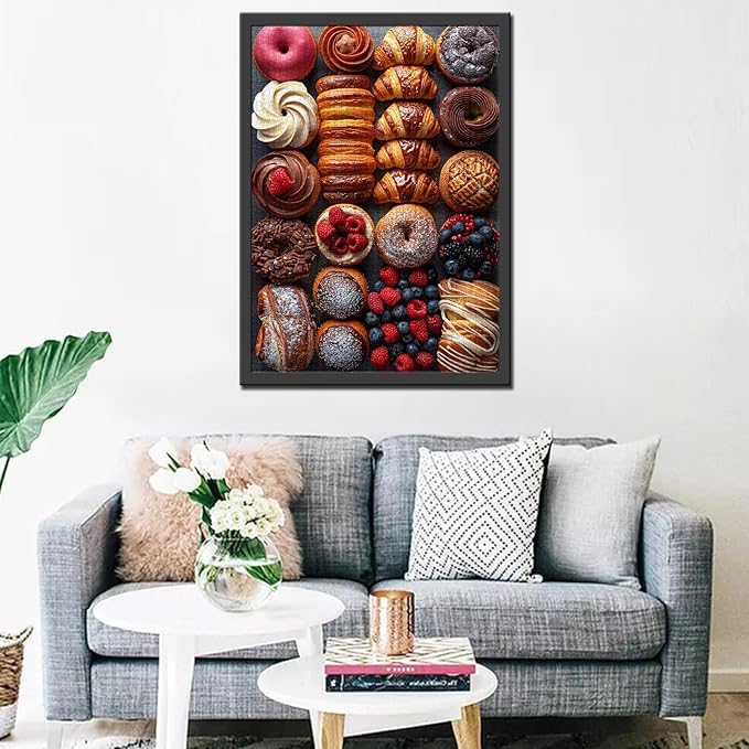 Tucocoo 1000 Piece Jigsaw Puzzles for Adults Croissants Cakes and Doughnuts Jigsaw Puzzle Delicious Food Art 1000 Pieces Puzzles for Challenging Family Activity Game Colorful DIY Puzzle Wall Decor