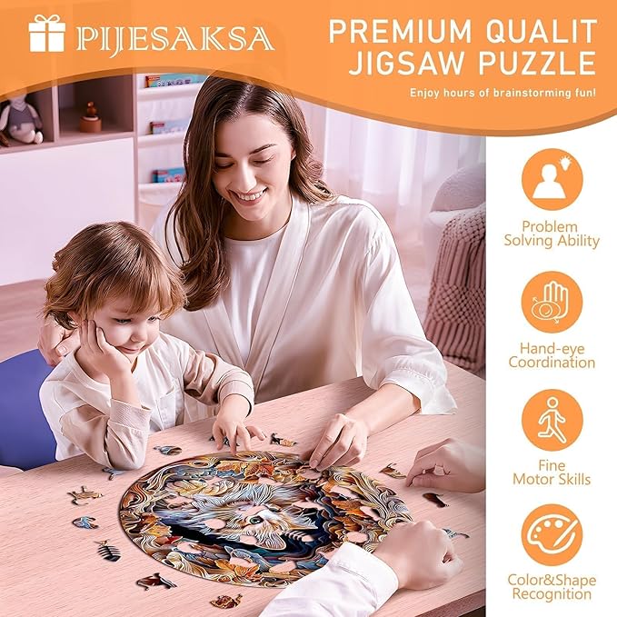Wooden Puzzles for Adults, 3D Visual Effects Inside The Cave with A Persian Cat Wooden Jigsaw Puzzles for Adults, Unique Shape, Wood Puzzles Adult, Wall Art Home Decor (S-8.4 * 8.4in -100 Pcs)