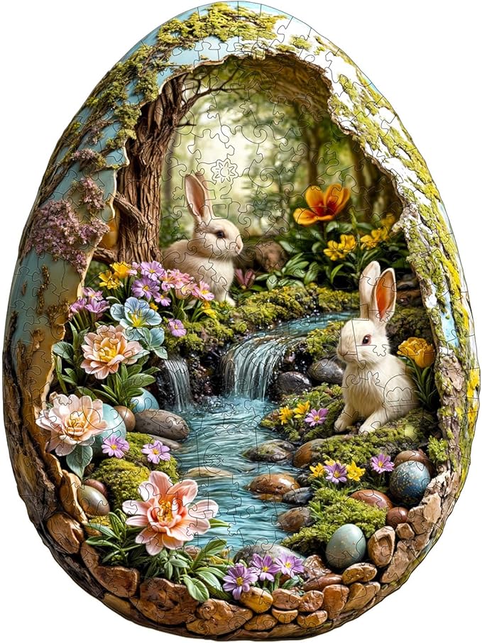 Wooden Puzzles for Adults - Wonderland Easter Bunny Wooden Puzzles - Unique Shaped Wooden Jigsaw Puzzles - Animal Wooden Puzzle Creative Bunny Gifts - Puzzle Toys - 100pcs