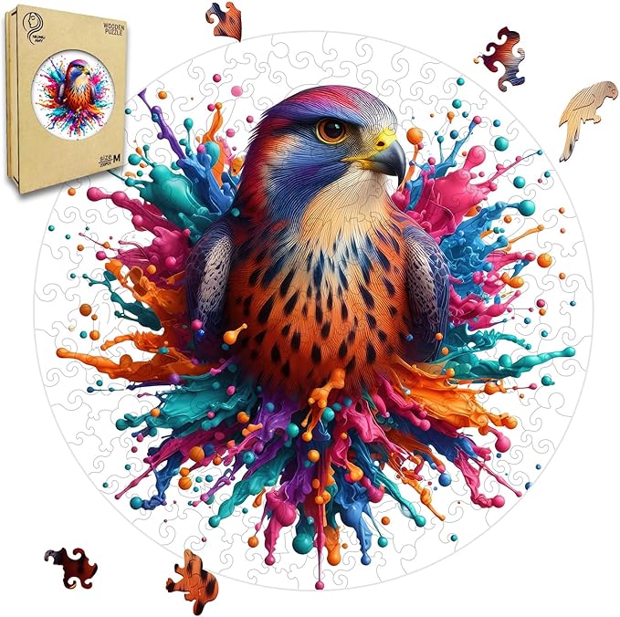 Wooden Puzzle, Falcon Pattern Art Painting, Adult Wooden Puzzle, Animal Pattern Wood Carving Puzzle Designed for Family and Friends, 11 * 11 inches