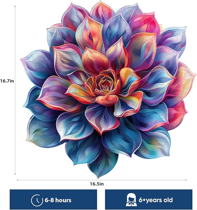 Wooden Puzzles for Adult 500 Piece, Flower Succulent Puzzle for Girls and Women, Challenging Puzzle, Luxurious Shaped Wooden Puzzles for Adults, Family Game 16.9 x 16.3in
