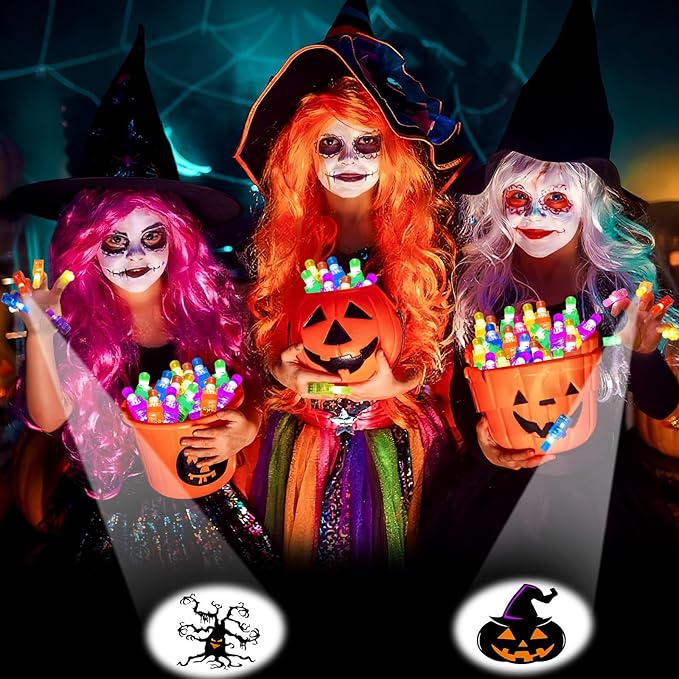 40PCS Halloween Party Favors for Kids, Light Up Finger Lights Toys Goodie Bag Fillers Treats Glow In The Dark Toy Favors Bulk for Halloween Party Classroom Prizes Trick or Treats Gifts