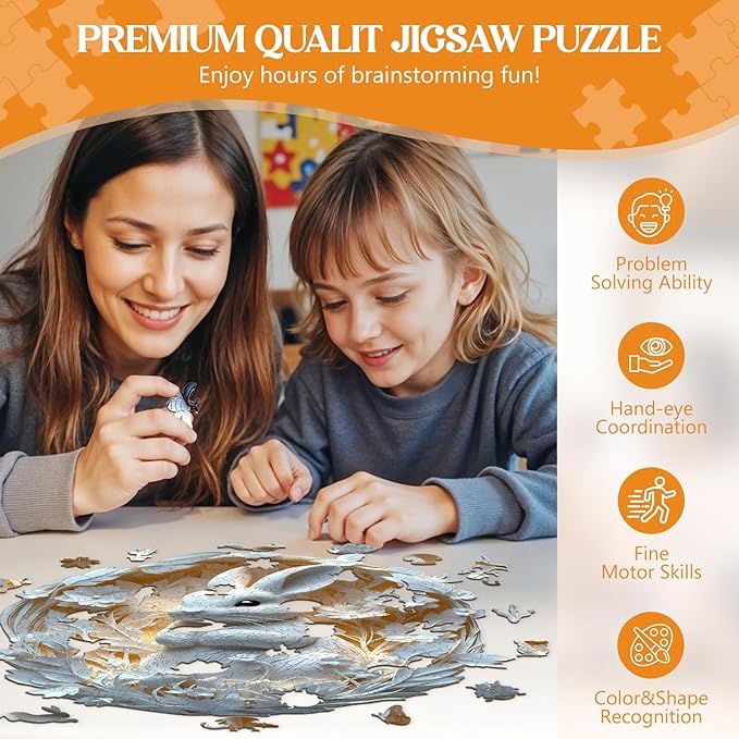 Wooden Puzzles for Adults, Wooden Jigsaw Puzzles for Adults Kids, 3D Paper Rabbit Unique Shaped Wood Puzzles Adult, Birthday Gifts for Friends Family Game (13.4 * 13.1in 290pcs)