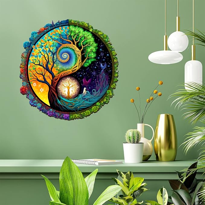 Wooden Puzzles for Adults - 200 Pieces Tree of Life Wooden Puzzle - Unique Animal Shape Wood Cut Puzzles - Eco-Friendly Home Office Decor (M-11.4 * 11.3in)