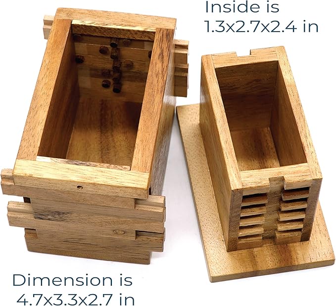 BSIRI Jigsaw Safe Box- Secret Box Brain Teaser Wooden Puzzle Boxes with Hidden Compartments. Ideal Mystery Jewelry, 3D Puzzle Lock Box, Gift Card, and Money Puzzle Box
