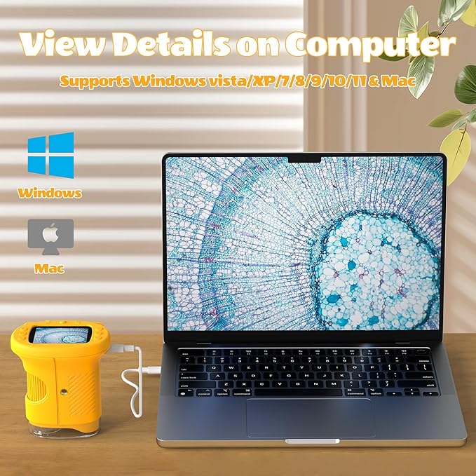 Kids Microscope, 1000X Portable Mini Pocket Microscope with 2.4″ IPS Screen & 8 LEDs, Rechargeable, STEM Educational Science Kit Toys, Best Christmas Birthday Gifts for 4-12 Year Old Girls