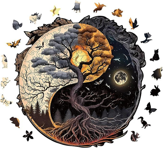 Wooden Puzzles for Adults, 200 Pieces Tree of Life Puzzle Uniquely Irregular Animal Shaped Wooden Jigsaw Puzzles, Creative Gift for Teenagers and Adults