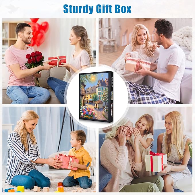 1000 Piece Landscape Puzzle for Adults, Adult Jigsaw Puzzles 1000 Pieces – European Town Art Puzzle for Stress Relief, Framable & Family Bonding (20"x28")