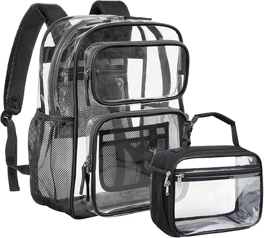PACKISM Clear Backpack for School - 17 inch Large Heavy Duty Clear Bookbag, See Through PVC Backpacks (for age 12 above)