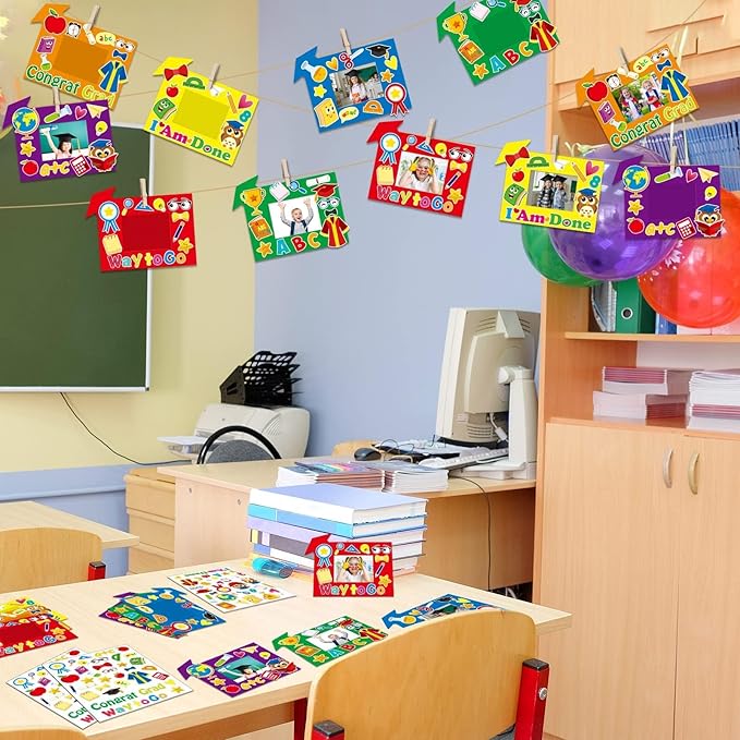 30 Packs Preschool Graduation Craft Kits for Kids Congrats Grad DIY Picture Frame Craft Art Class of 2025 Kindergarten Graduation Party Favor Decorations Home Classroom Gifts Game Activities