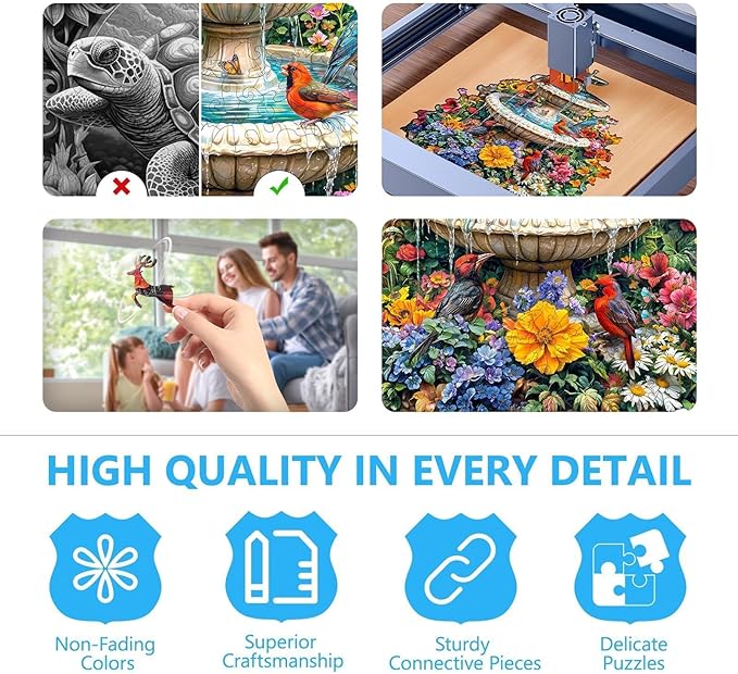 Wooden Puzzles for Adults - Garden Melody Puzzle, Unique Shape Wooden Jigsaw Puzzle, Wood Puzzles Adult, Gift for Family and Friends, Wall Art Home Decor (S-8.5 * 8.4in-90 Pieces)