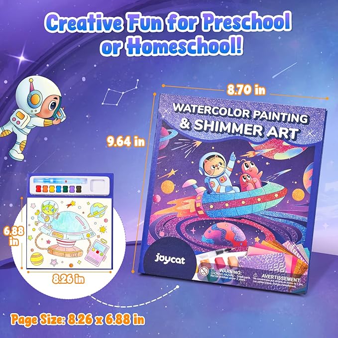 JoyCat Paint with Water Coloring Books, Art & Craft Activity, Princess No Mess Art for Kids Ages 4-8, Craft Kits & Supplies, DIY Creative Activity, Presents for Girls & Boys (Space)