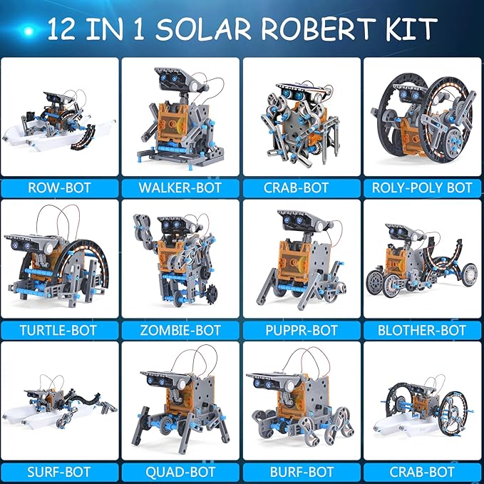AESGOGO STEM Projects 12-in-1 Creation Solar Robot Kit,Science Experiments Toys Gifts for Kids Ages 8-12,Educational DIY Building Robotics Kit for 8 9 10 11 12 13 14 15 Year Old Boys Girls Teens