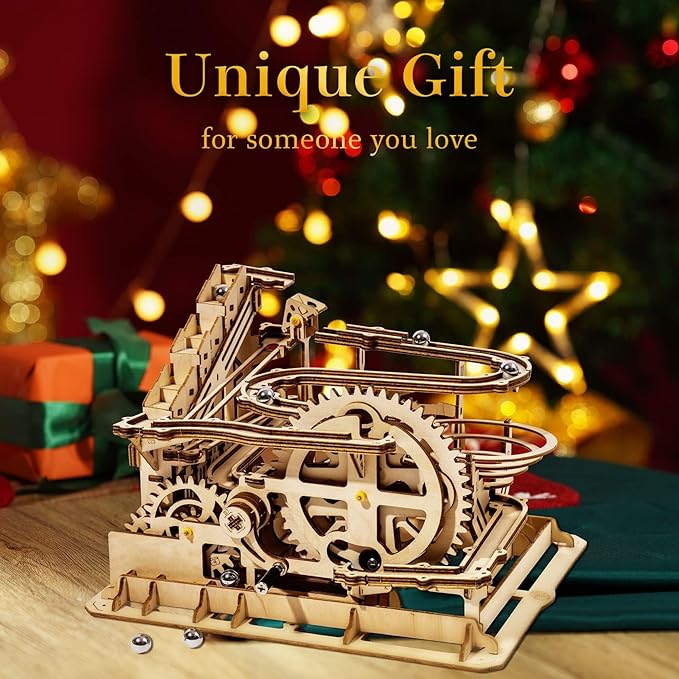 ROKR 3D Wooden Puzzles Marble Run Set - Mechanical Model Kit for Adults DIY Roller Coaster Toys Gifts for Adult (Marble Parkour)