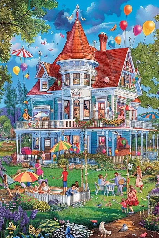 Puzzles for Adults 200 Pieces Children's Fun Cottage - Safe Wooden,Hi-Definition Printing Beautiful Drawings,for Bedroom Decor Family Holidays,Elevate Yourself Gift Decor