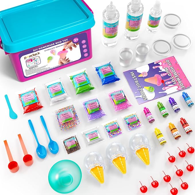 Making Kit Ice Cream for Girls, DIY Arts and Crafts Supplies, Molding Clay with Sculpting Tools, Stuffers for Kids Boys Girls 4 5 6 7 8 9 10 11 12 Years Old, Fun Birthday Gifts for Girls 8-12