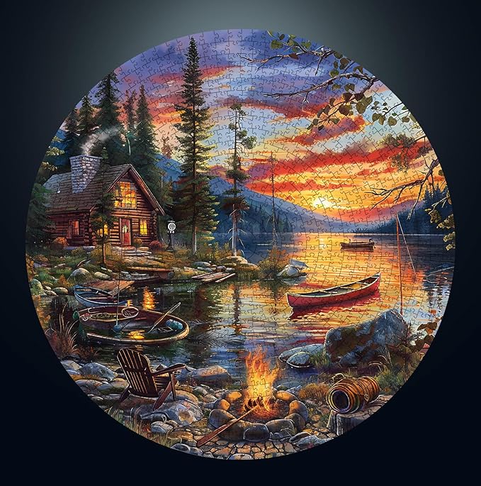 Masseruon 1000 Piece Puzzle for Adults, 26.6 * 26.6in Canoe Lake Puzzle for Adults, 1000 Pieces Jigsaw Puzzles, Adult Puzzles Game, Unique Gift for Women Men